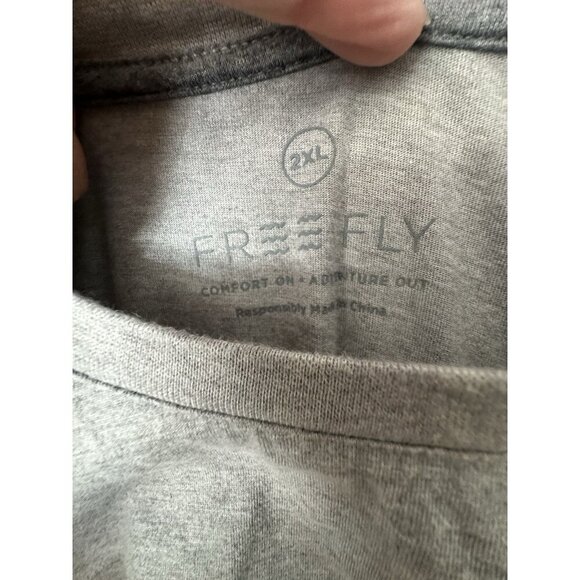 Free Fly New Men's Bamboo Long Sleeve Pocket Tee Light Gray Size XXL - Picture 3 of 5